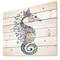 Designart - Colorful Seahorse Watercolor - Animal Art Print on Natural Pine Wood